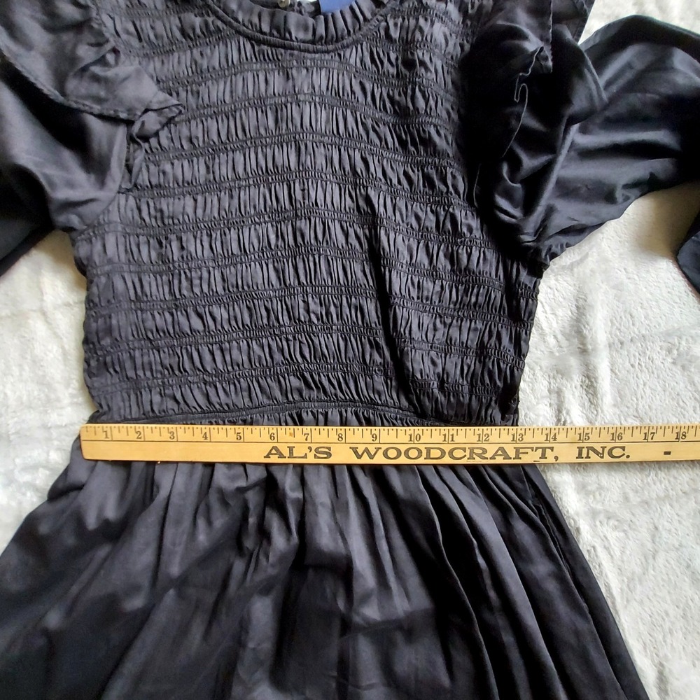 GAP Womens Dress S Smocked Ruffle Gothic Witchy Vampy Grunge Goth Cottagecore - Picture 9 of 14